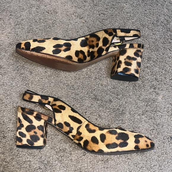 J.Crew Slingback Block Heel Pump Leopard Calf Hair Leather Rich Mohagany 7.5 - Picture 4 of 8